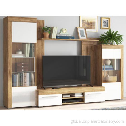 tv unit White Solid Wood Entertainment Center TV Stand Cabinet Manufactory